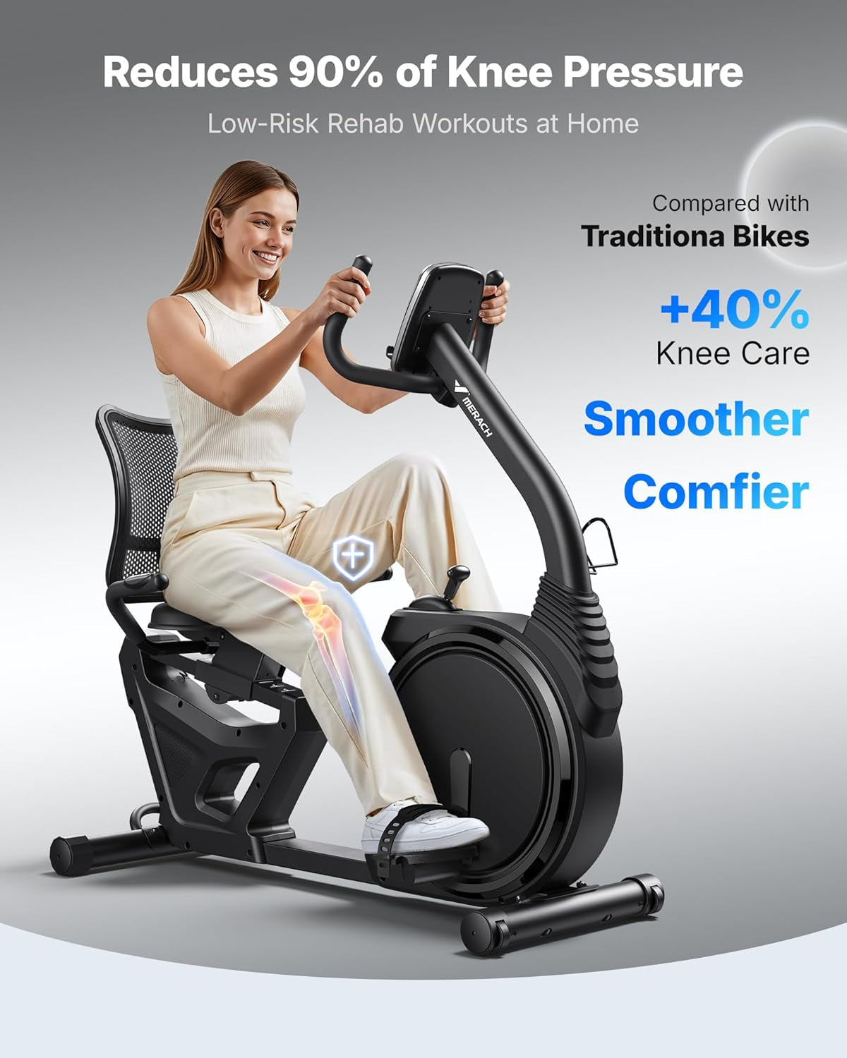 Recumbent Exercise Bike, Recumbent Bike for Home, Light Commercial Recumbent Bikes for Seniors Adults, Magnetic Recumbent Stationary Bike with Smart Bluetooth and Exclusive App, LCD