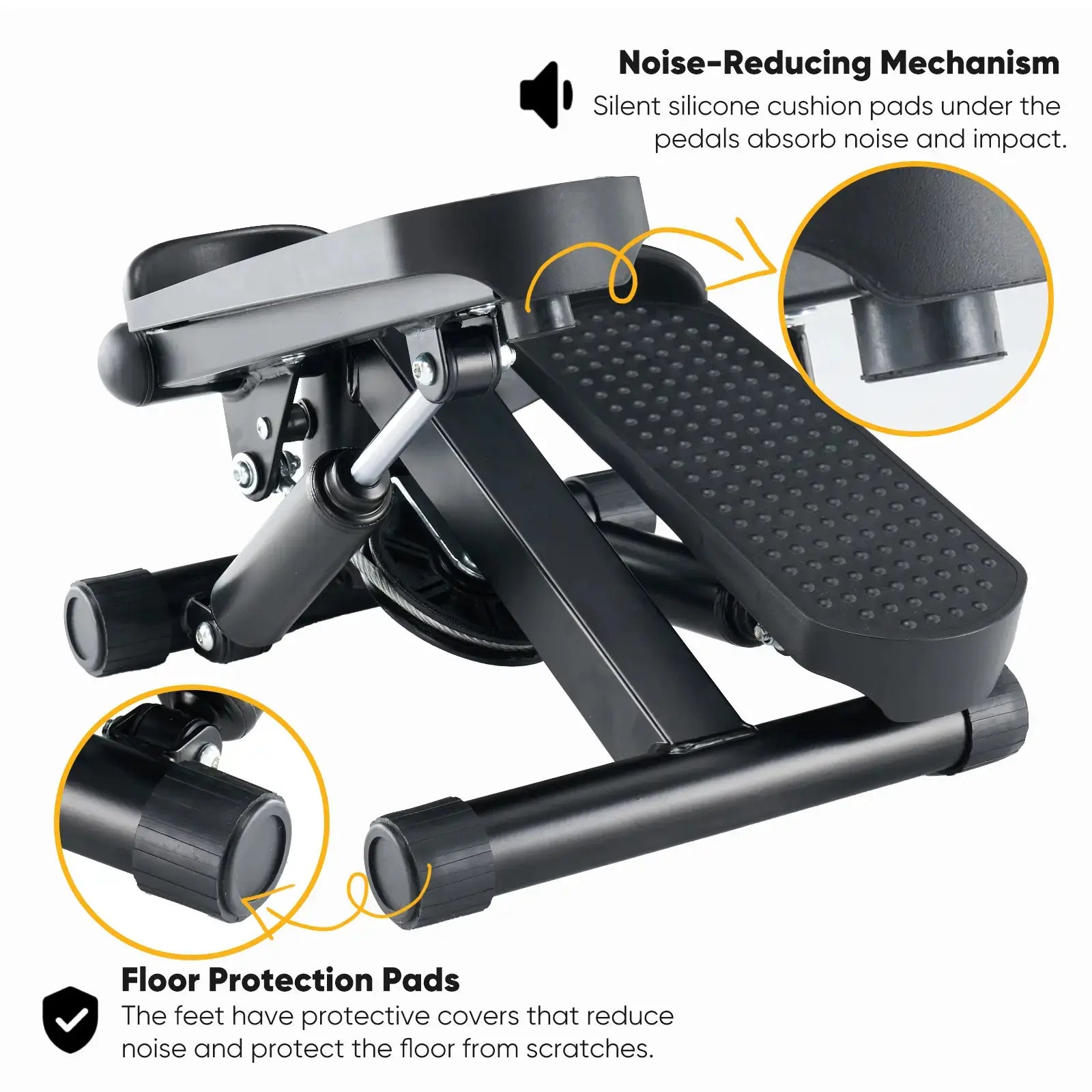 Mini Twist Stepper with Resistance Bands – Compact Home Workout Stepper, Adjustable Pedal Exercise Machine for Home, Office & Small Spaces