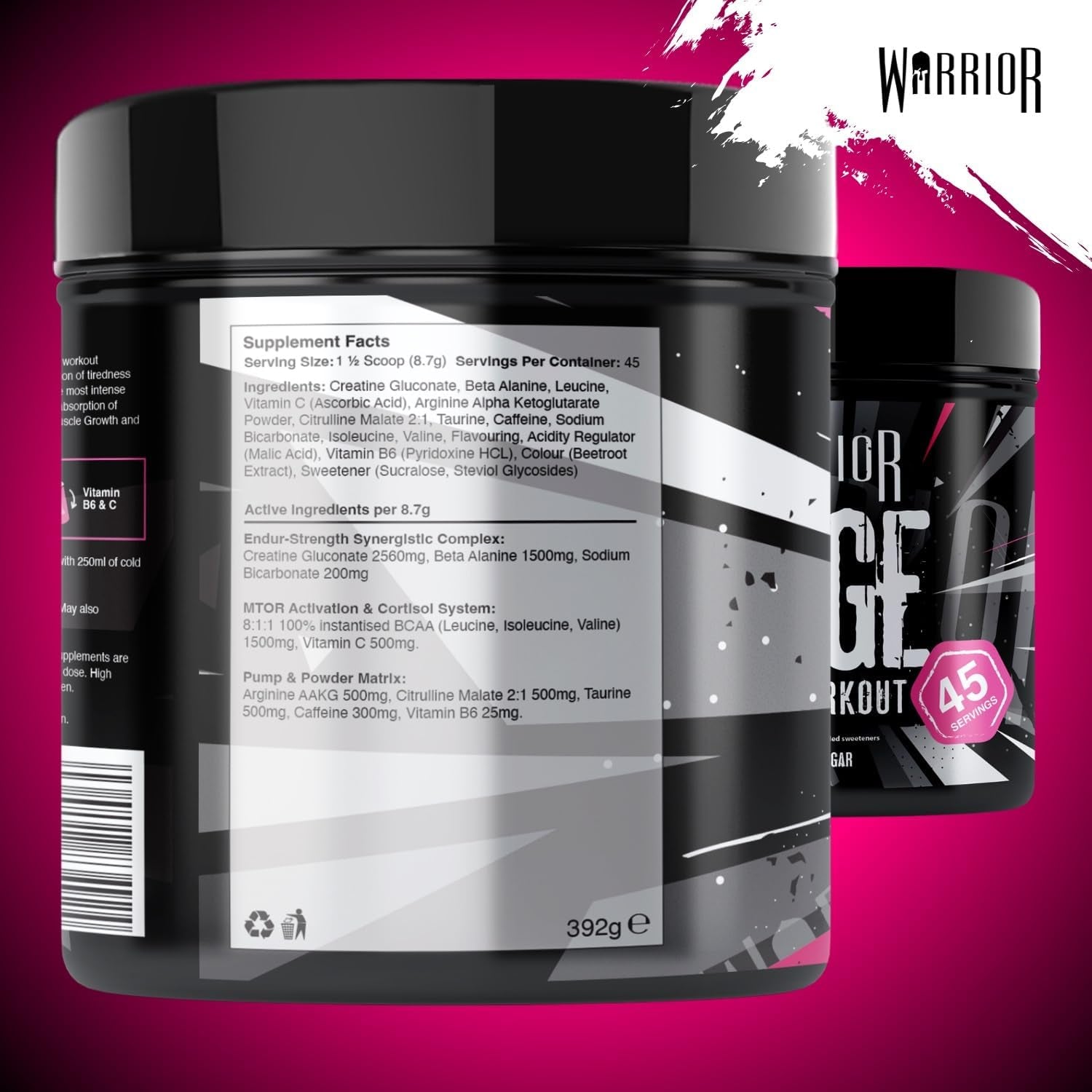 Rage Pre Workout Powder 392G (45 Servings) – 300Mg Caffeine High Stim Energy Drink Supplement + Beta-Alanine, Creatine, BCAA, Taurine, Citrulline & Arginine AAKG for Muscle – Blazin' Berry