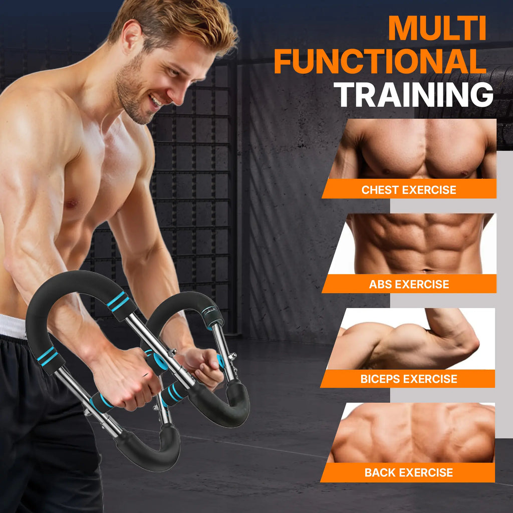 Merach Adjustable Power Twister Bar，With Portable Spring Resistance, Ideal for Upper Body Strength Training, Builds Muscles for Chest Shoulders and Arms, Home Gym Fitness Equipment for Men