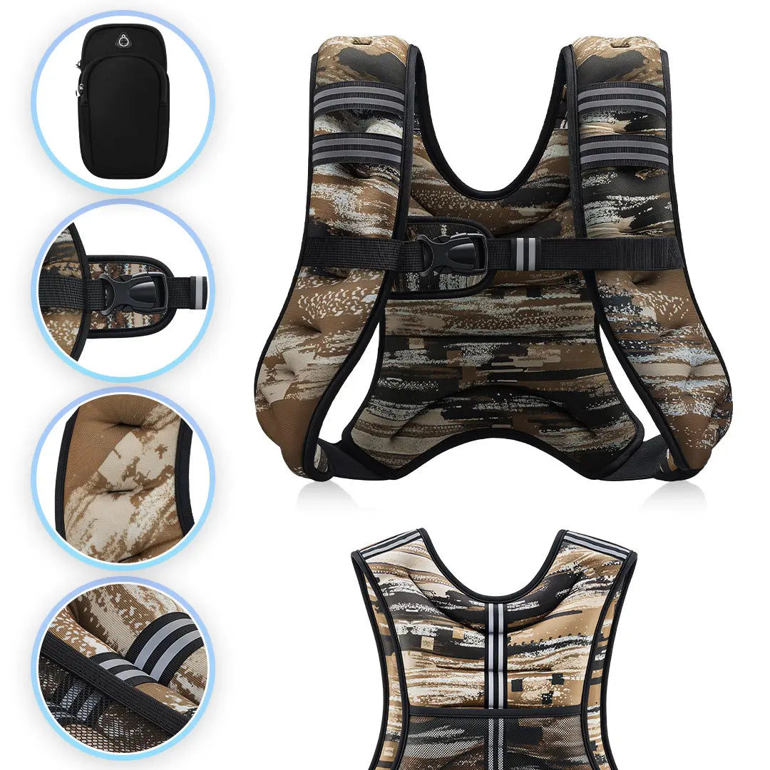 【Springstatements】Zelus Weighted Vests,6/8/12/16/20/25/30Lbs Weight Vest with Detachable Phone Pouch&Reflective Stripes&Adjustable Straps| Exercise Equipment & Workout Enhancer for Motivational Walking, Strength Training, Running, Rucking