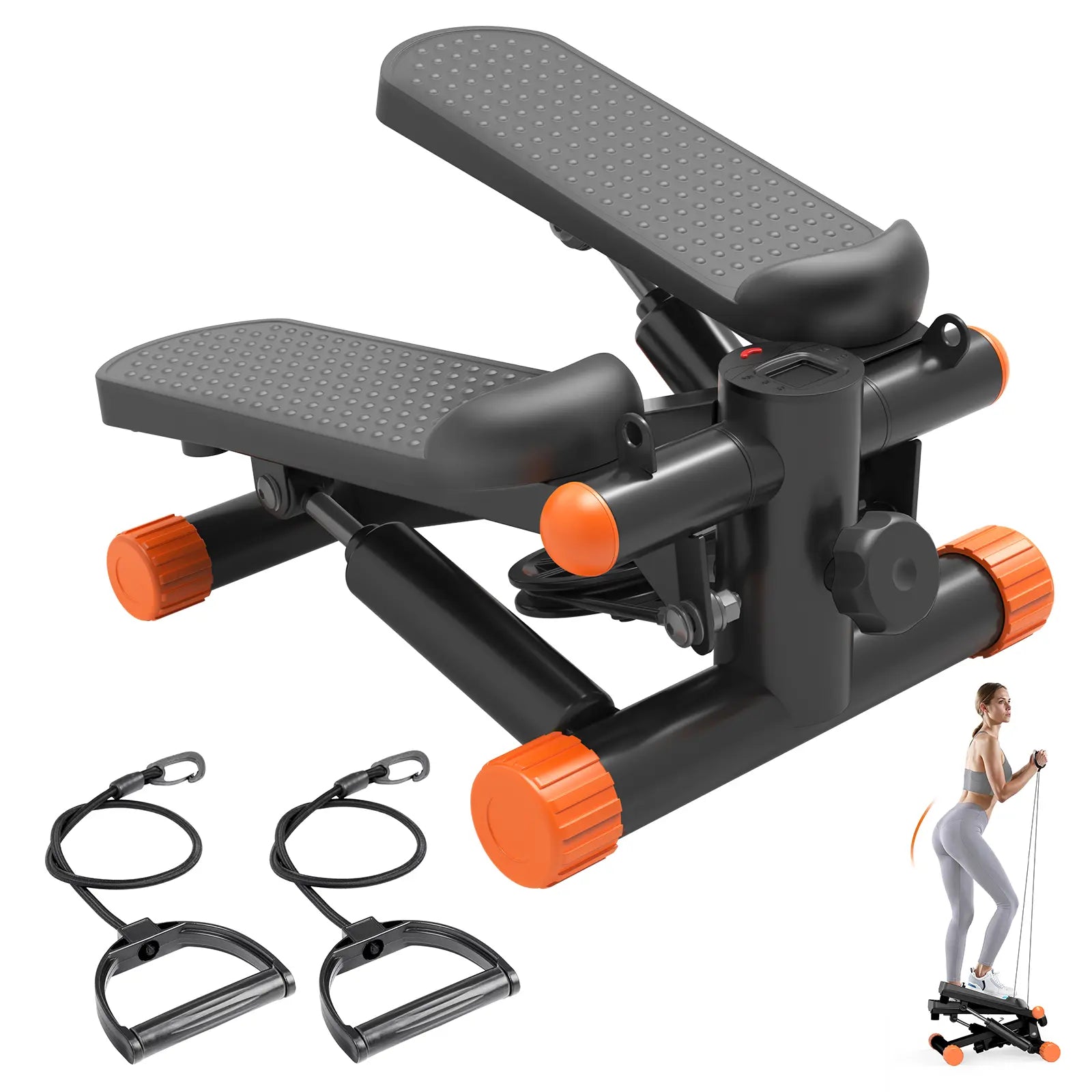 Mini Twist Stepper with Resistance Bands – Compact Home Workout Stepper, Adjustable Pedal Exercise Machine for Home, Office & Small Spaces