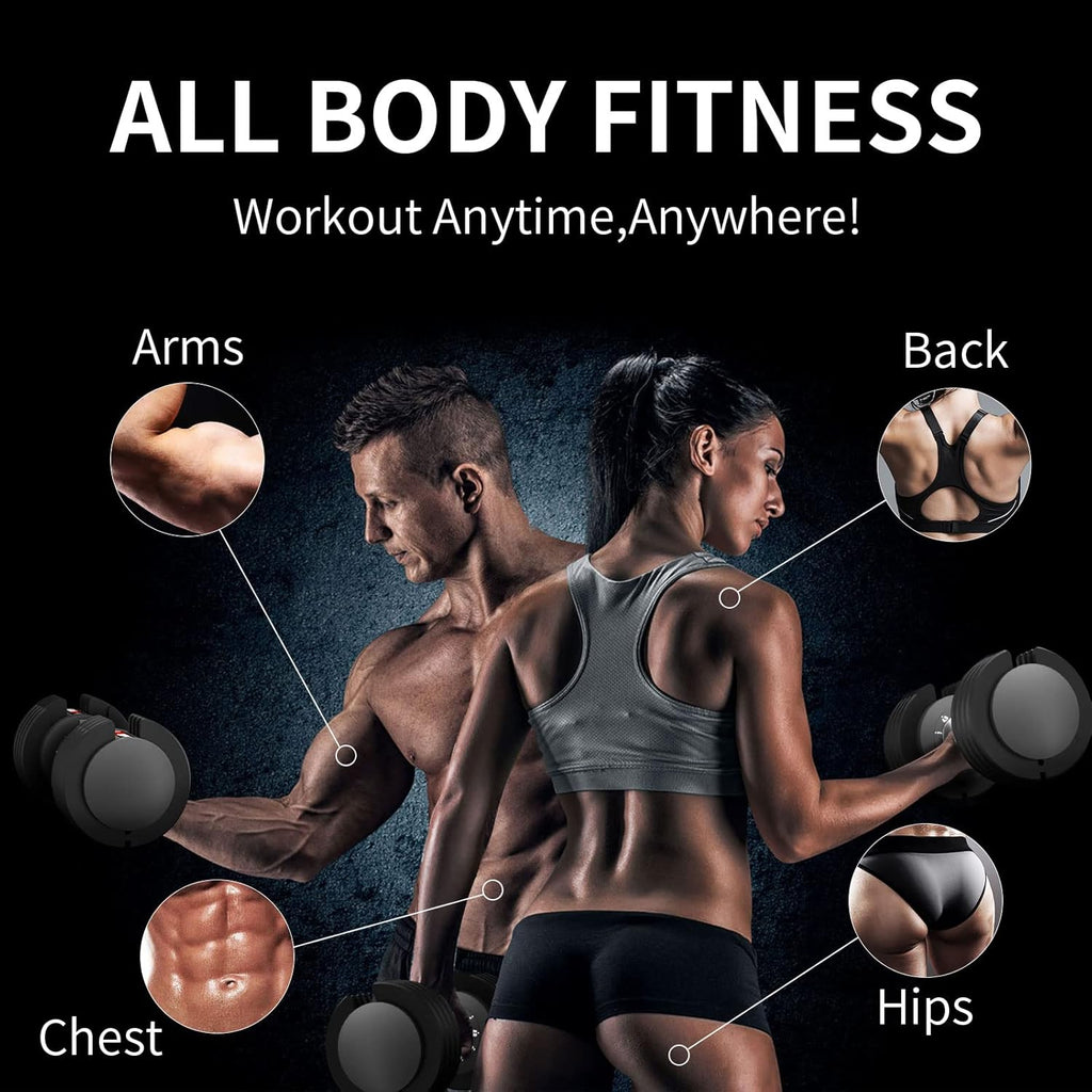 12Kg/18Kg/27Kg Adjustable Dumbbells,Dumbbell Set for Saving Place, Dumbbell Weights with Non-Slip Handle, Home Gym Strength Training Equipment for Full Bodybuilding