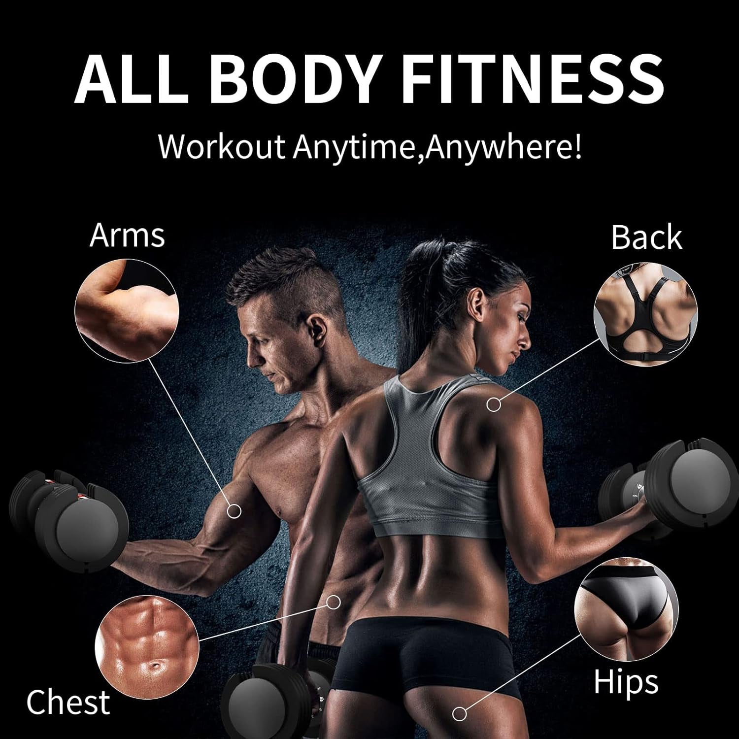 12Kg/18Kg/27Kg Adjustable Dumbbells,Dumbbell Set for Saving Place, Dumbbell Weights with Non-Slip Handle, Home Gym Strength Training Equipment for Full Bodybuilding