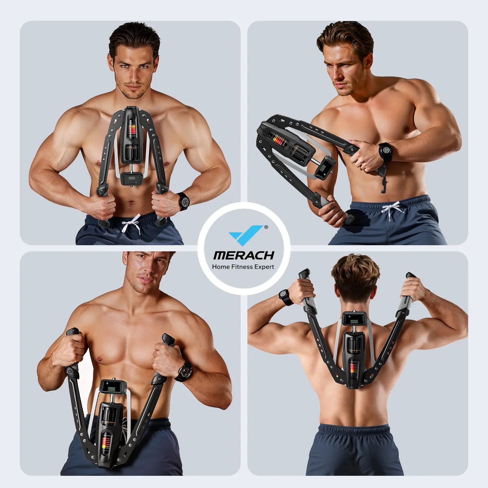 Merach Hydraulic Arm Trainer with Counter, 22‑440Lbs Adjustable Resistance, Stable Triangular Structure for Safe Home Workout, Foldable Upper Body Strength Equipment for Men Women Summervibes