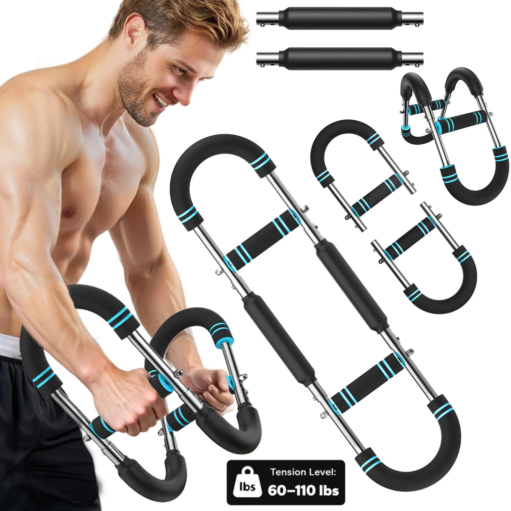 Merach Adjustable Power Twister Bar，With Portable Spring Resistance, Ideal for Upper Body Strength Training, Builds Muscles for Chest Shoulders and Arms, Home Gym Fitness Equipment for Men