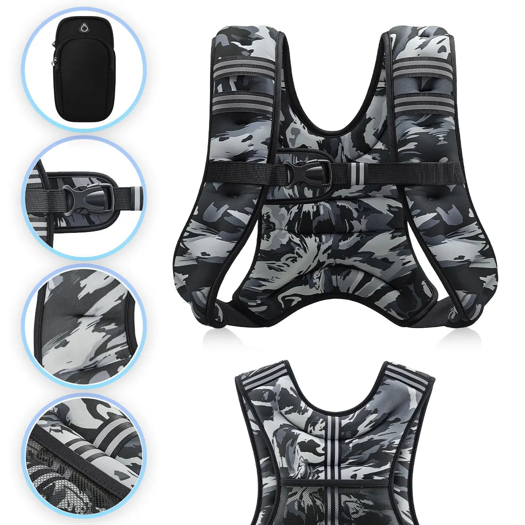 【Springstatements】Zelus Weighted Vests,6/8/12/16/20/25/30Lbs Weight Vest with Detachable Phone Pouch&Reflective Stripes&Adjustable Straps| Exercise Equipment & Workout Enhancer for Motivational Walking, Strength Training, Running, Rucking