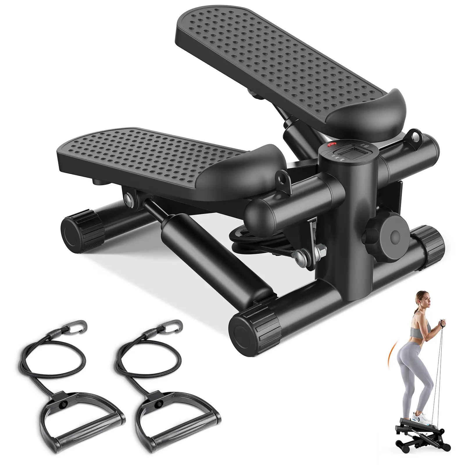 Mini Twist Stepper with Resistance Bands – Compact Home Workout Stepper, Adjustable Pedal Exercise Machine for Home, Office & Small Spaces