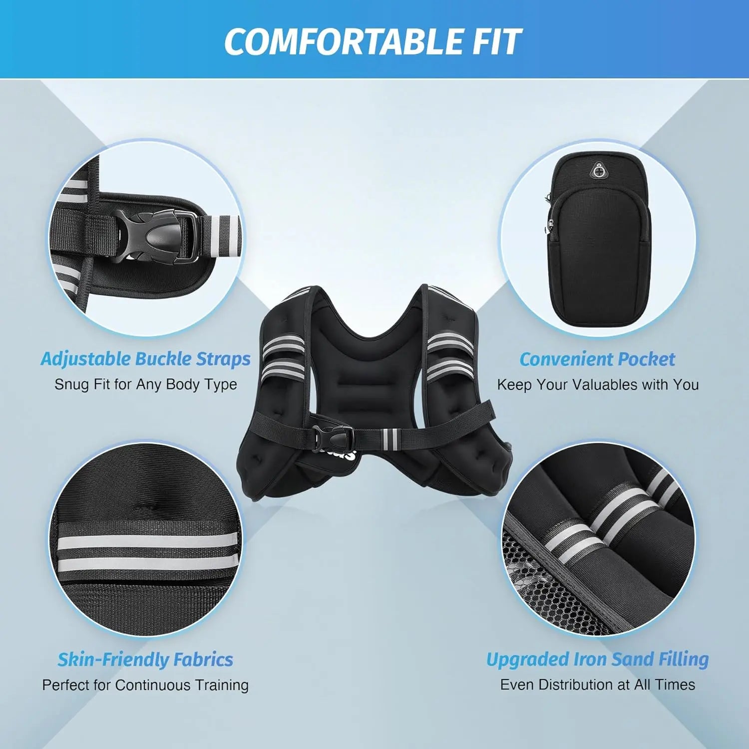 【Springstatements】Zelus Weighted Vests,6/8/12/16/20/25/30Lbs Weight Vest with Detachable Phone Pouch&Reflective Stripes&Adjustable Straps| Exercise Equipment & Workout Enhancer for Motivational Walking, Strength Training, Running, Rucking