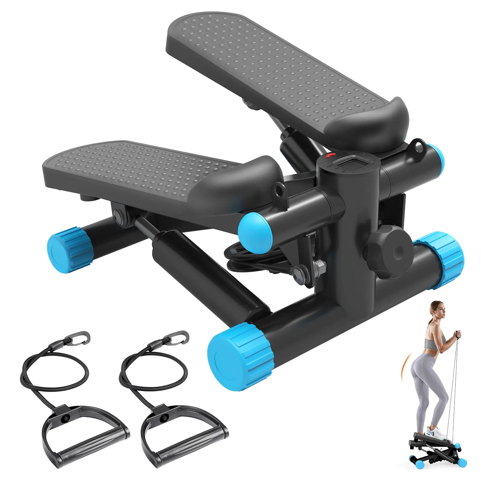 Mini Twist Stepper with Resistance Bands – Compact Home Workout Stepper, Adjustable Pedal Exercise Machine for Home, Office & Small Spaces