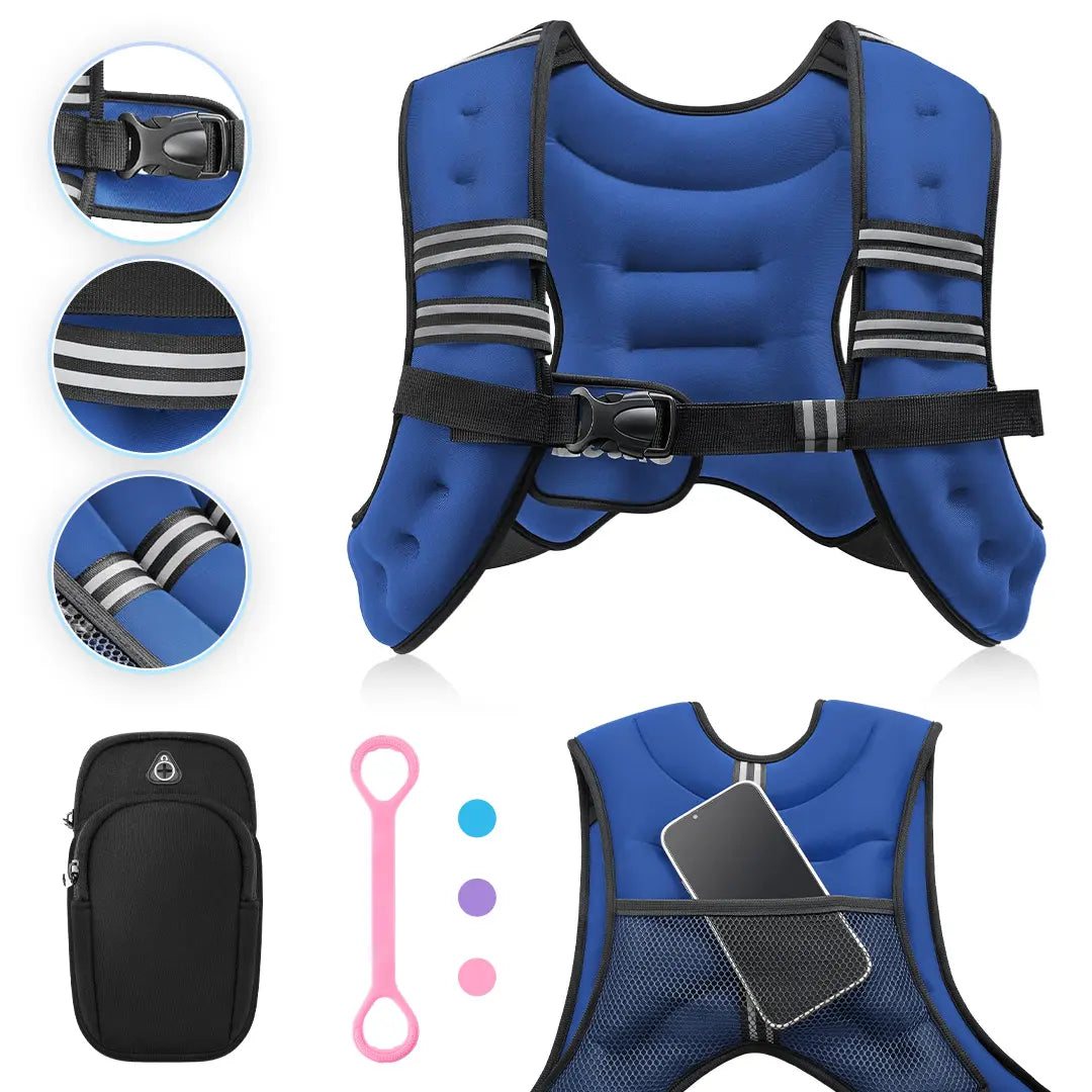 【Springstatements】Zelus Weighted Vests,6/8/12/16/20/25/30Lbs Weight Vest with Detachable Phone Pouch&Reflective Stripes&Adjustable Straps| Exercise Equipment & Workout Enhancer for Motivational Walking, Strength Training, Running, Rucking