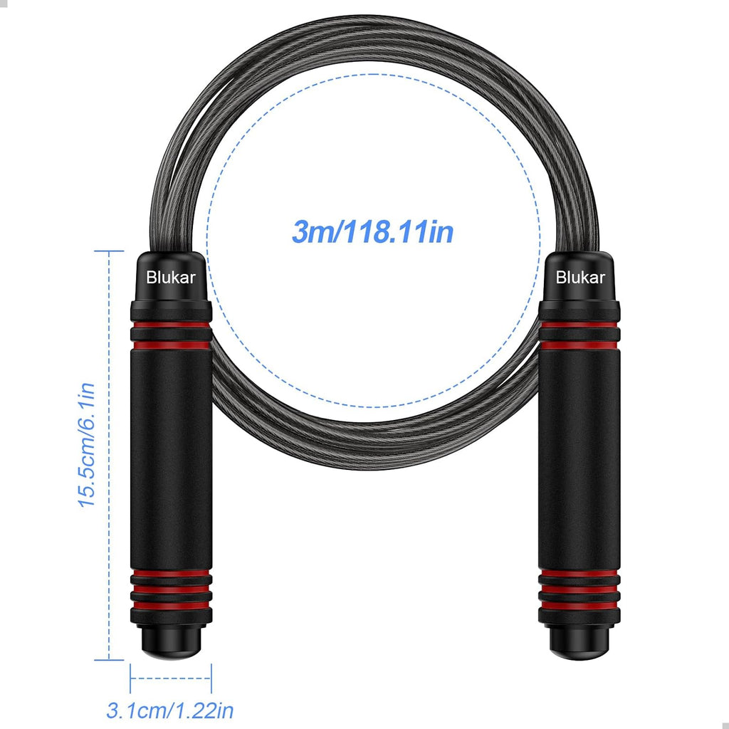 Skipping Rope, Speed Jump Rope Tangle-Free Adjustable Cord with Rapid Ball Bearings & Soft Foam Handle for Fitness Workouts Fat Burning Exercises Boxing - Spare Cord Length Adjuster Included