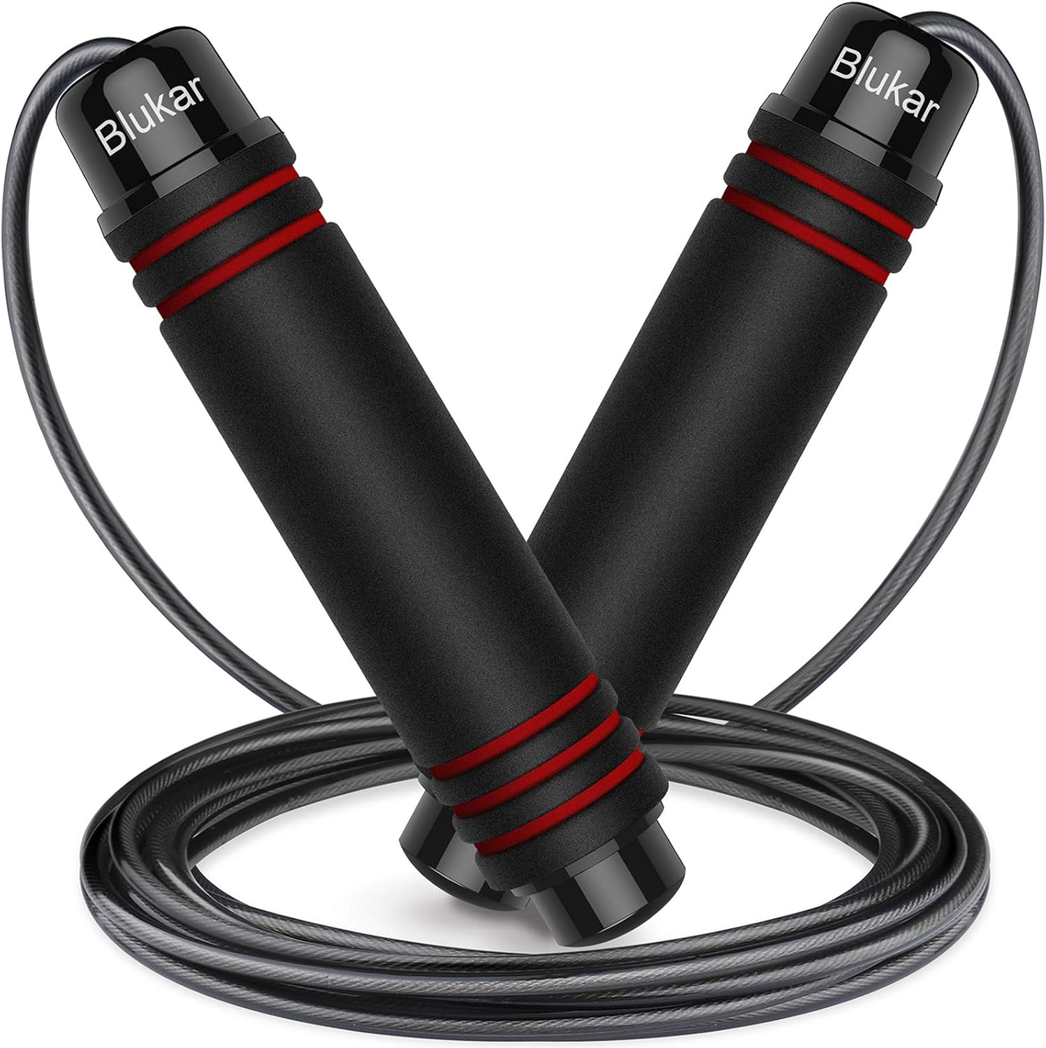Skipping Rope, Speed Jump Rope Tangle-Free Adjustable Cord with Rapid Ball Bearings & Soft Foam Handle for Fitness Workouts Fat Burning Exercises Boxing - Spare Cord Length Adjuster Included
