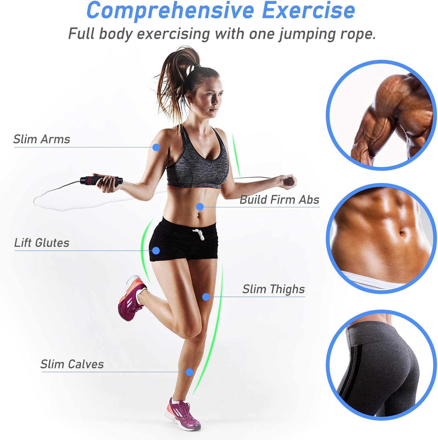 Skipping Rope, Speed Jump Rope Tangle-Free Adjustable Cord with Rapid Ball Bearings & Soft Foam Handle for Fitness Workouts Fat Burning Exercises Boxing - Spare Cord Length Adjuster Included