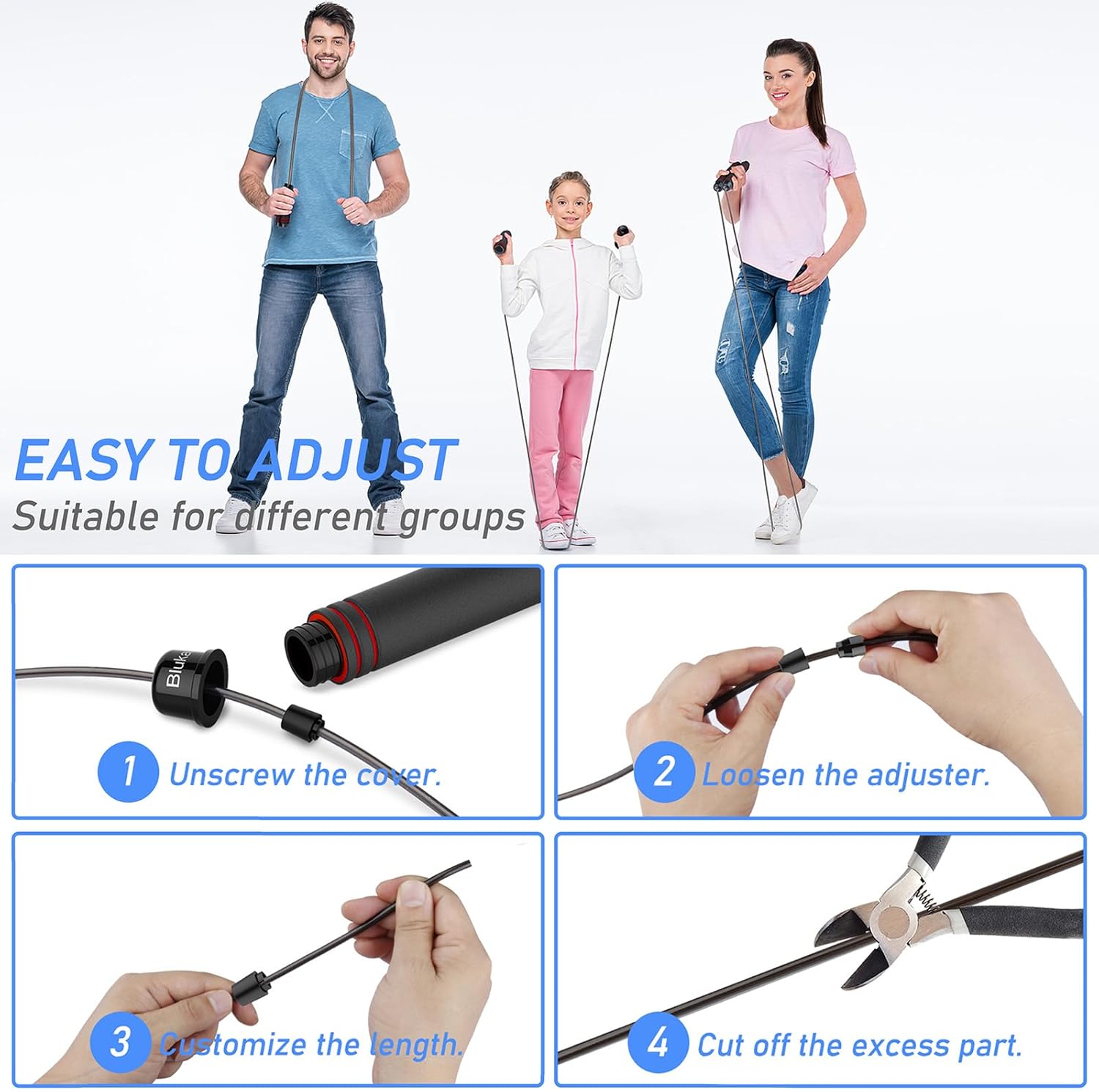 Skipping Rope, Speed Jump Rope Tangle-Free Adjustable Cord with Rapid Ball Bearings & Soft Foam Handle for Fitness Workouts Fat Burning Exercises Boxing - Spare Cord Length Adjuster Included