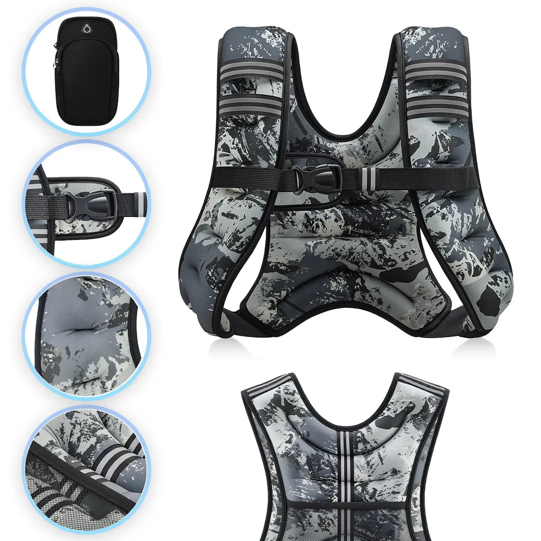 【Springstatements】Zelus Weighted Vests,6/8/12/16/20/25/30Lbs Weight Vest with Detachable Phone Pouch&Reflective Stripes&Adjustable Straps| Exercise Equipment & Workout Enhancer for Motivational Walking, Strength Training, Running, Rucking