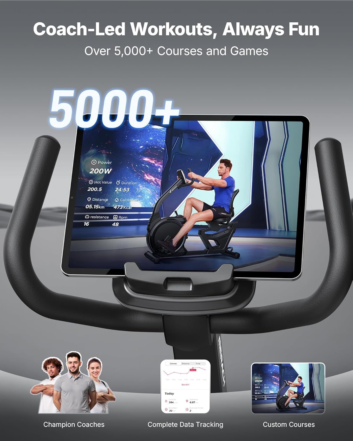 Recumbent Exercise Bike, Recumbent Bike for Home, Light Commercial Recumbent Bikes for Seniors Adults, Magnetic Recumbent Stationary Bike with Smart Bluetooth and Exclusive App, LCD