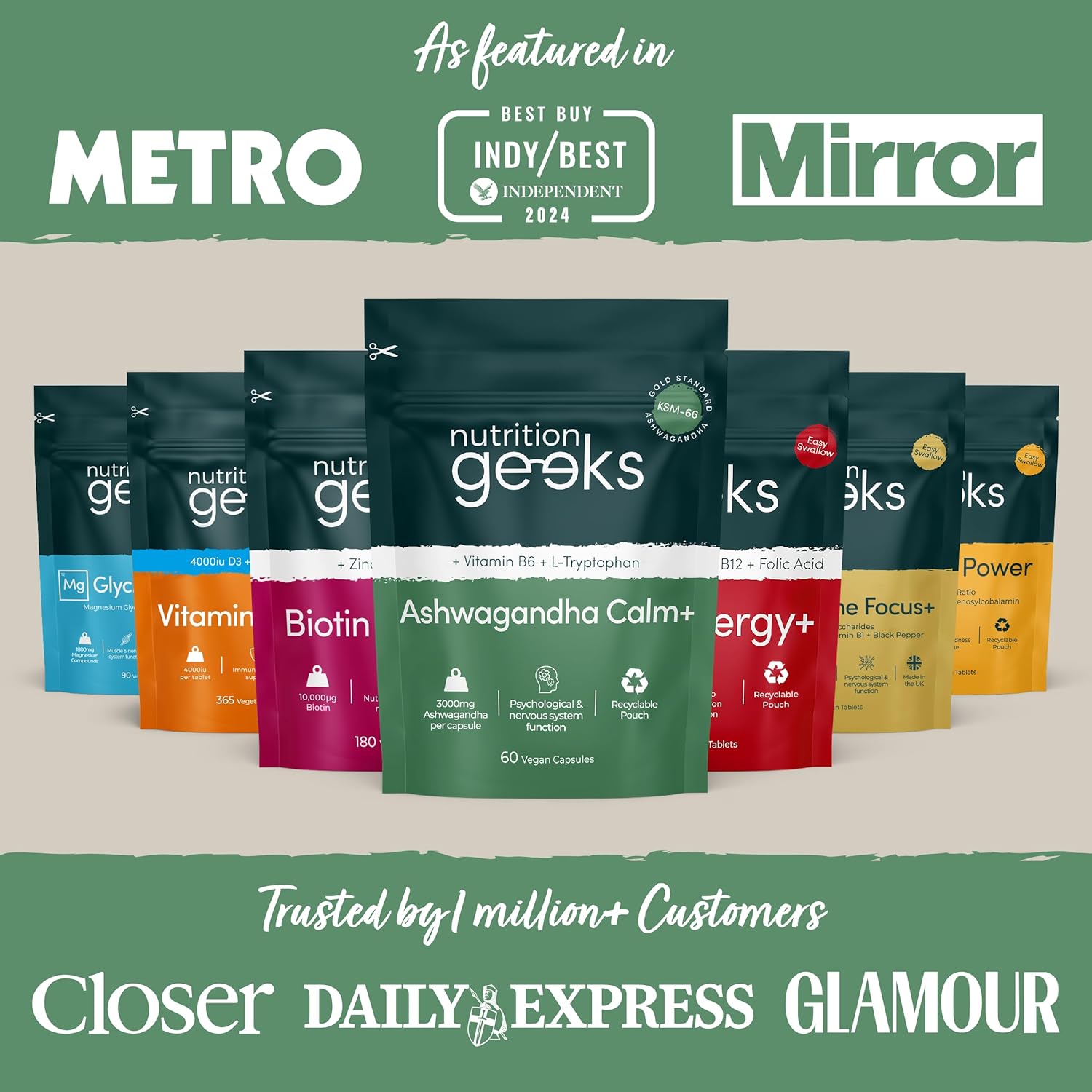 Ashwagandha KSM 66 Complex – 3000Mg Enhanced with L-Tryptophan & Vitamin B6 (2 Month Supply) – Ashwagandha High Strength Capsules with 250Mg Extract (Not Gummies or Powder) - Vegan, UK Made