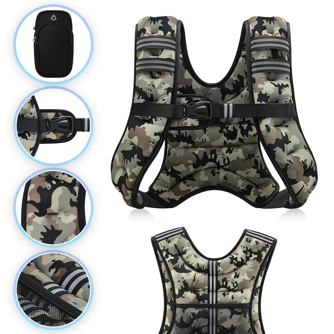 【Springstatements】Zelus Weighted Vests,6/8/12/16/20/25/30Lbs Weight Vest with Detachable Phone Pouch&Reflective Stripes&Adjustable Straps| Exercise Equipment & Workout Enhancer for Motivational Walking, Strength Training, Running, Rucking