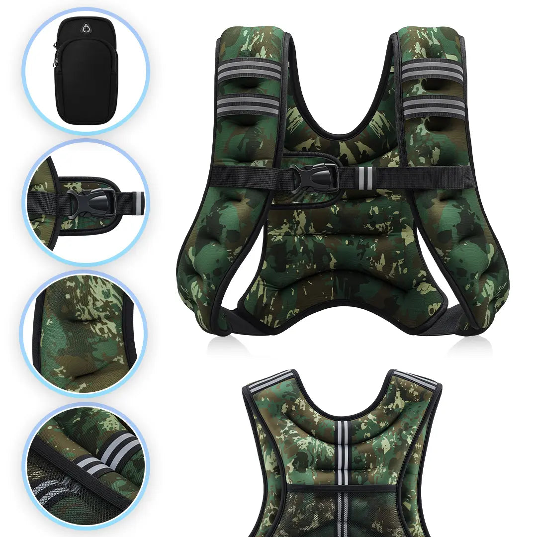 【Springstatements】Zelus Weighted Vests,6/8/12/16/20/25/30Lbs Weight Vest with Detachable Phone Pouch&Reflective Stripes&Adjustable Straps| Exercise Equipment & Workout Enhancer for Motivational Walking, Strength Training, Running, Rucking