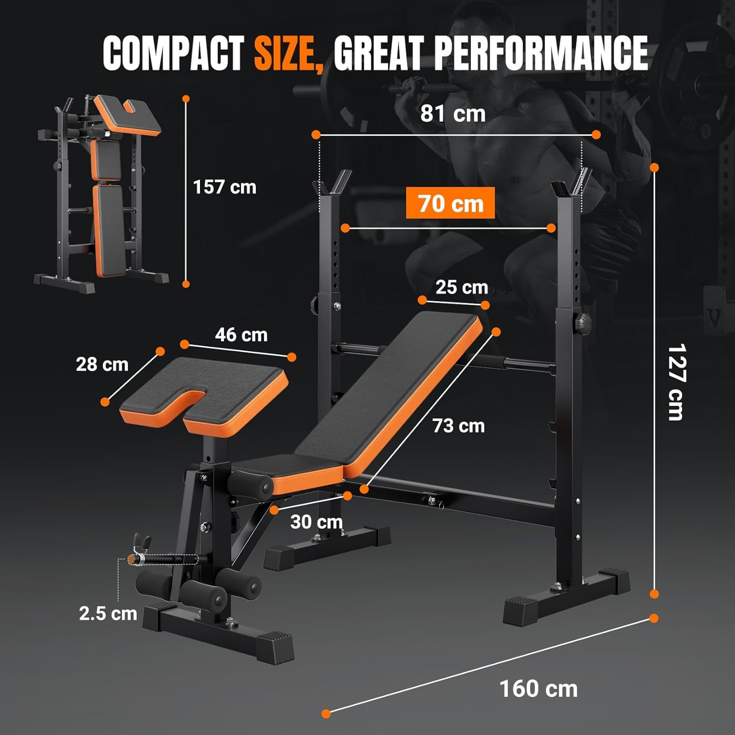 Multi-Function Weight Bench - Adjustable Leg Press, Preacher Curl Rack, Seat & Pedal for Full Body Workout Exercise Incline Decline Flat Utility Bench Press for Home Gym