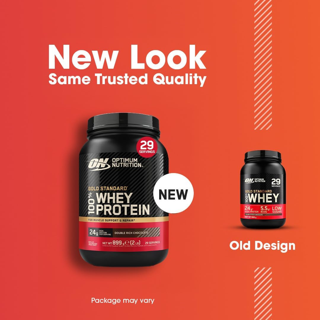 Gold Standard Whey Protein, Muscle Building Powder with Naturally Occurring Glutamine and Amino Acids, Double Rich Chocolate, 29 Servings, 899 G, Packaging May Vary
