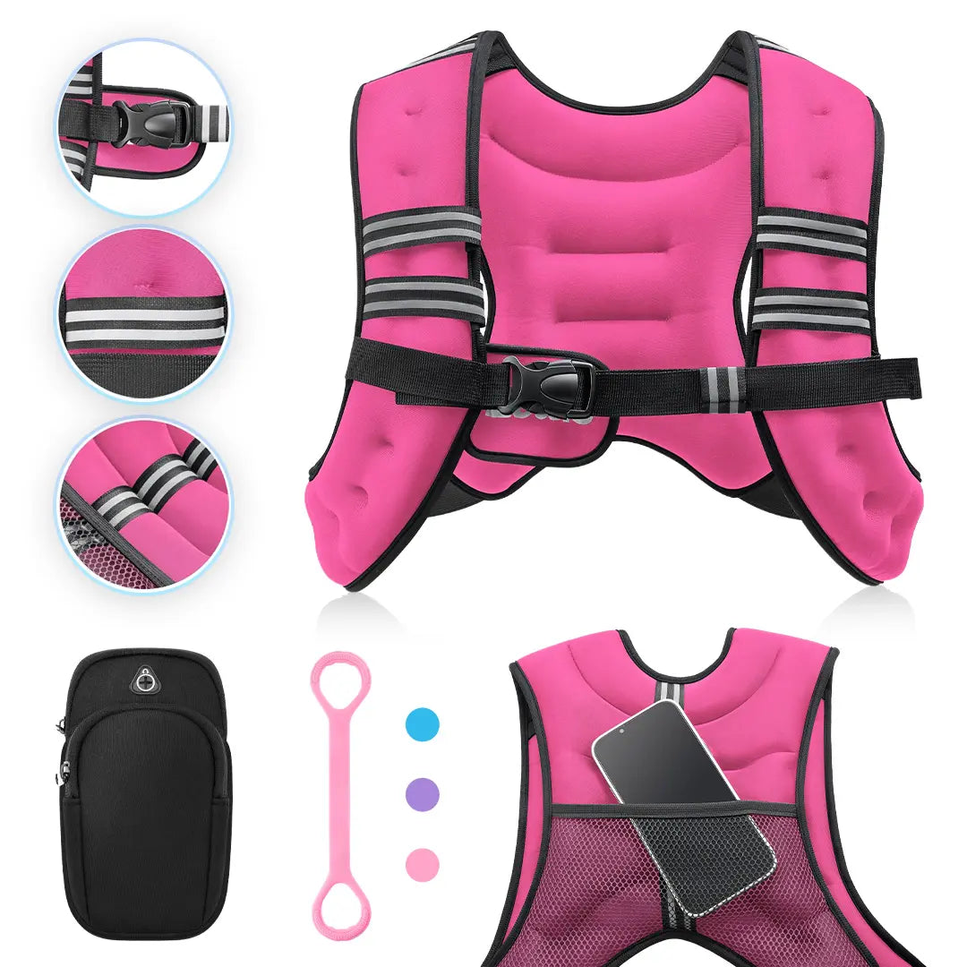 【Springstatements】Zelus Weighted Vests,6/8/12/16/20/25/30Lbs Weight Vest with Detachable Phone Pouch&Reflective Stripes&Adjustable Straps| Exercise Equipment & Workout Enhancer for Motivational Walking, Strength Training, Running, Rucking