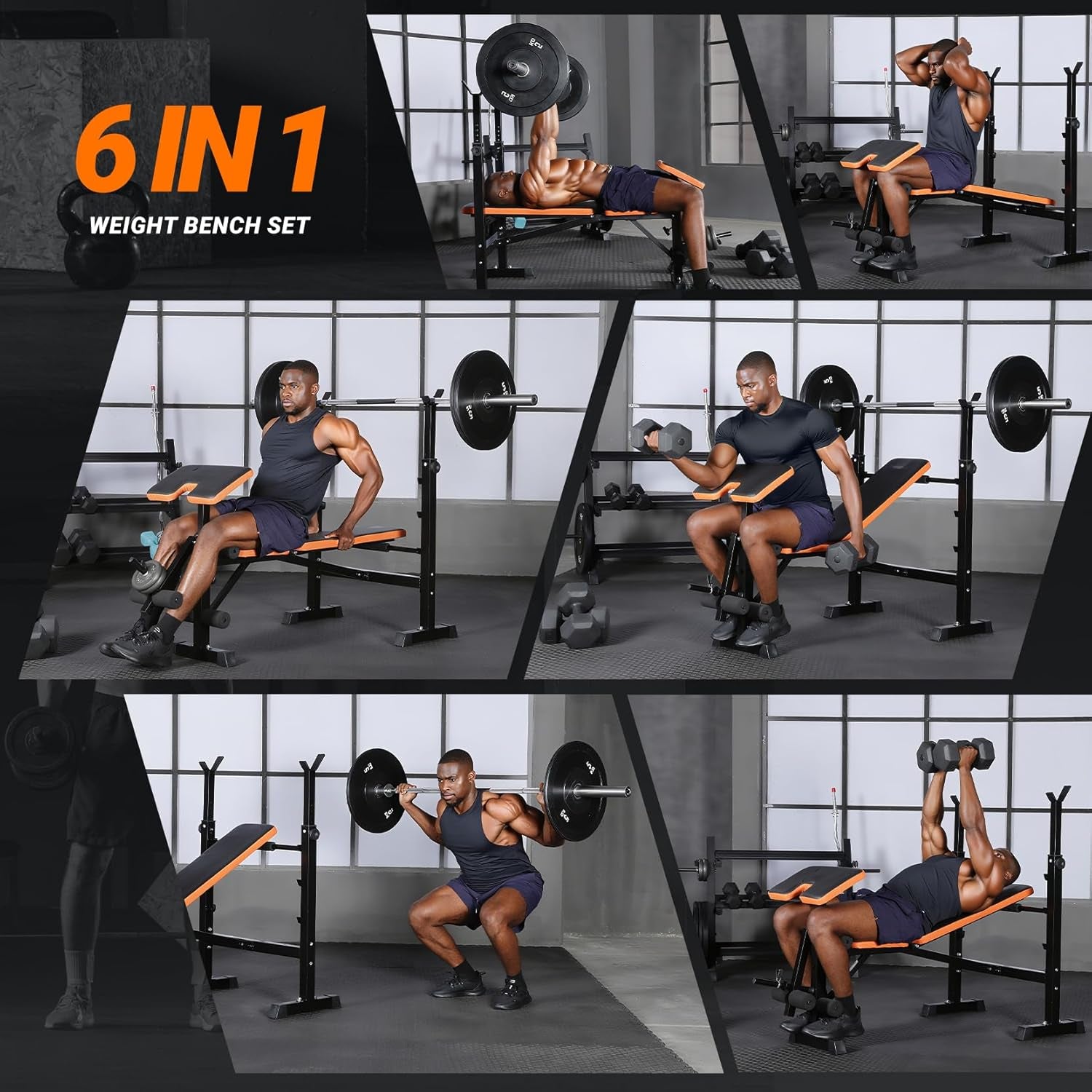 Multi-Function Weight Bench - Adjustable Leg Press, Preacher Curl Rack, Seat & Pedal for Full Body Workout Exercise Incline Decline Flat Utility Bench Press for Home Gym
