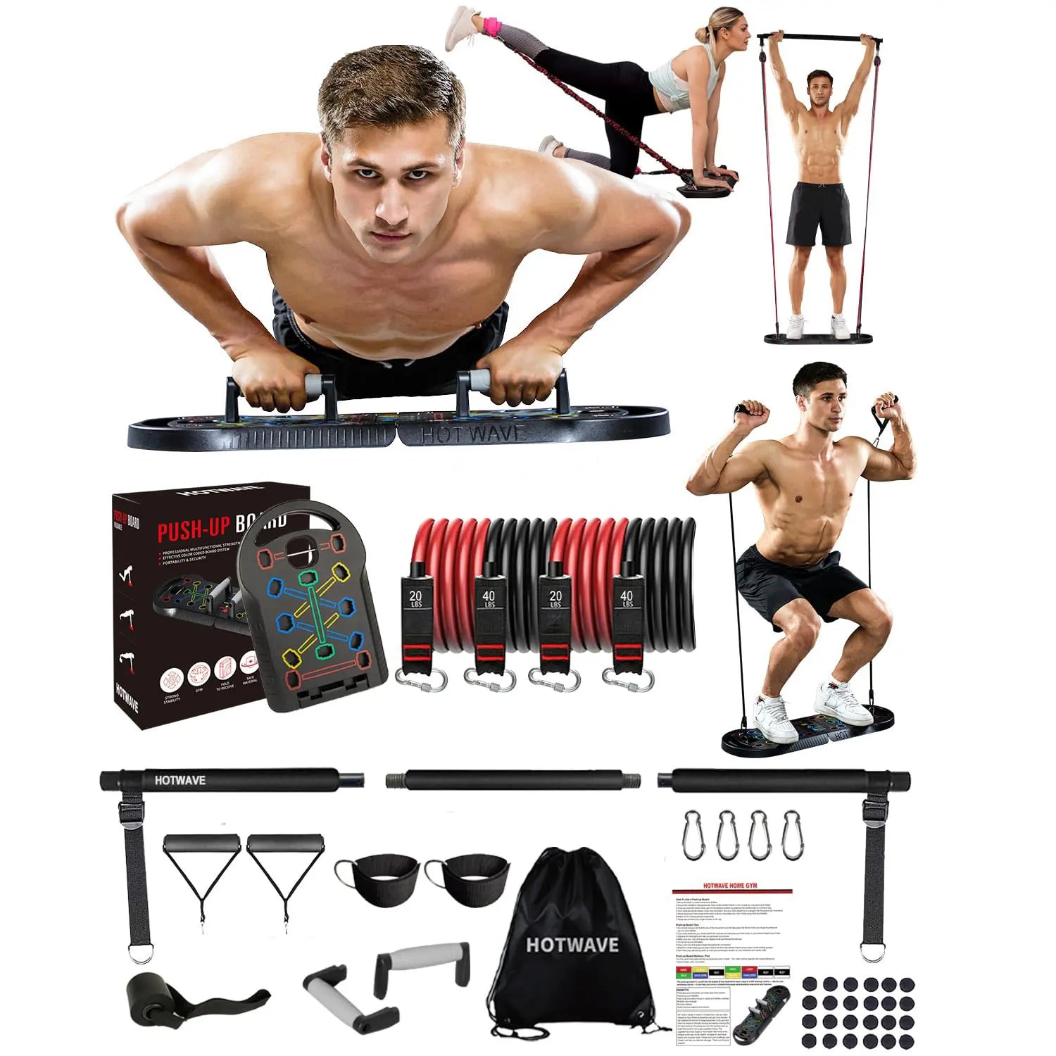 HOTWAVE Push up Board Fitness,Professional Strength Training Equipment for Chest, Shoulders, Back & Triceps, Portable Workout Station with Non-Slip Handles Home Exercise Machine Arm Exerciser