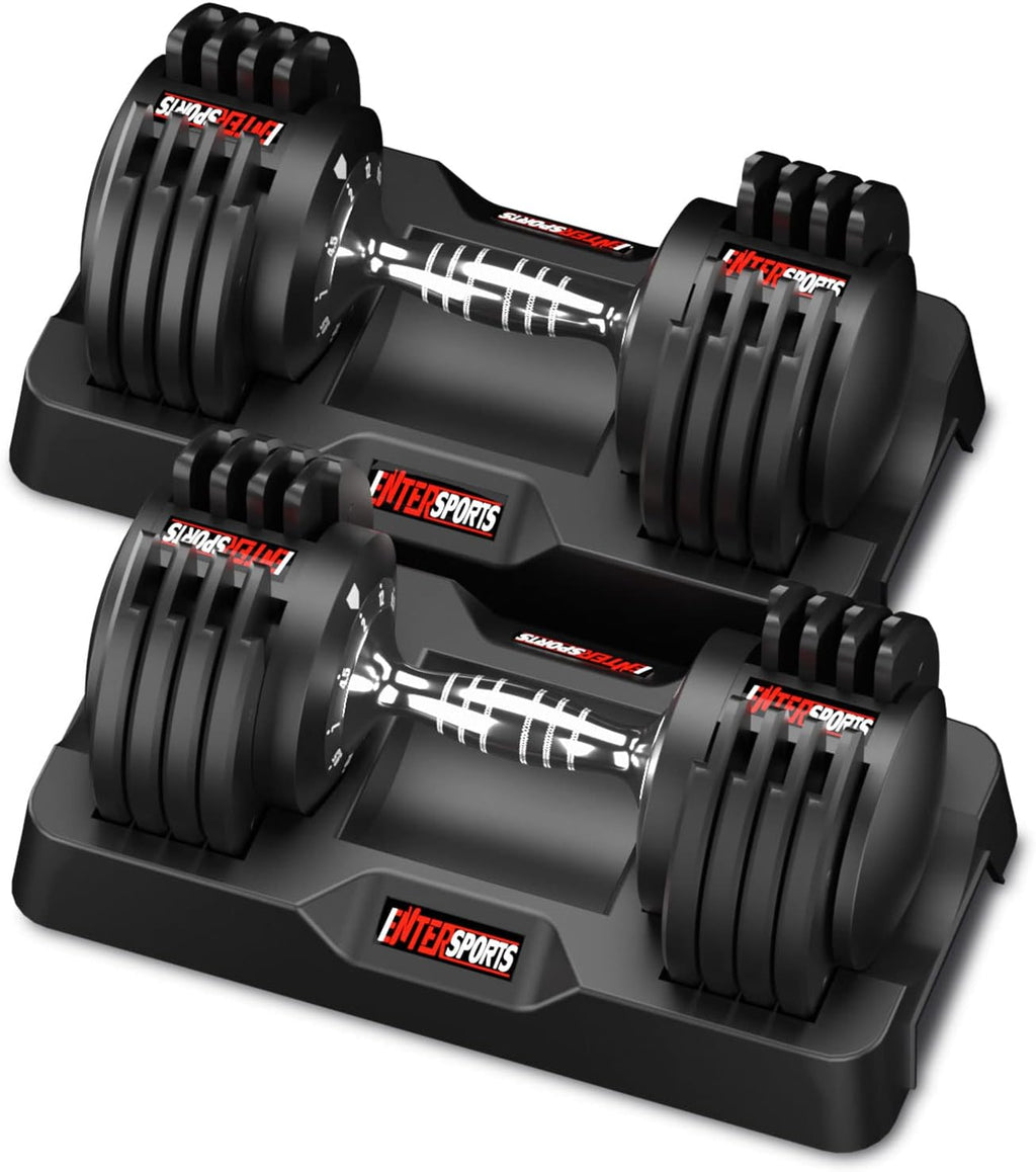 12Kg/18Kg/27Kg Adjustable Dumbbells,Dumbbell Set for Saving Place, Dumbbell Weights with Non-Slip Handle, Home Gym Strength Training Equipment for Full Bodybuilding