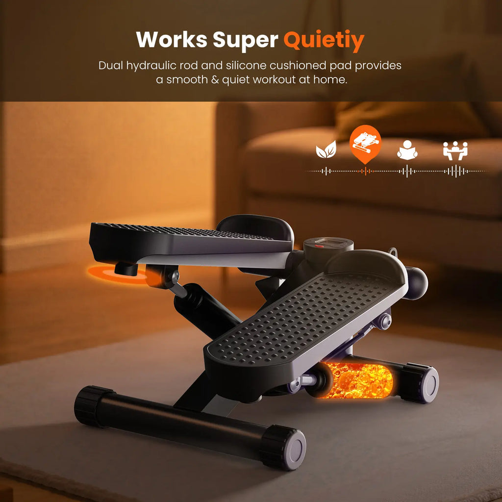 Mini Twist Stepper with Resistance Bands – Compact Home Workout Stepper, Adjustable Pedal Exercise Machine for Home, Office & Small Spaces