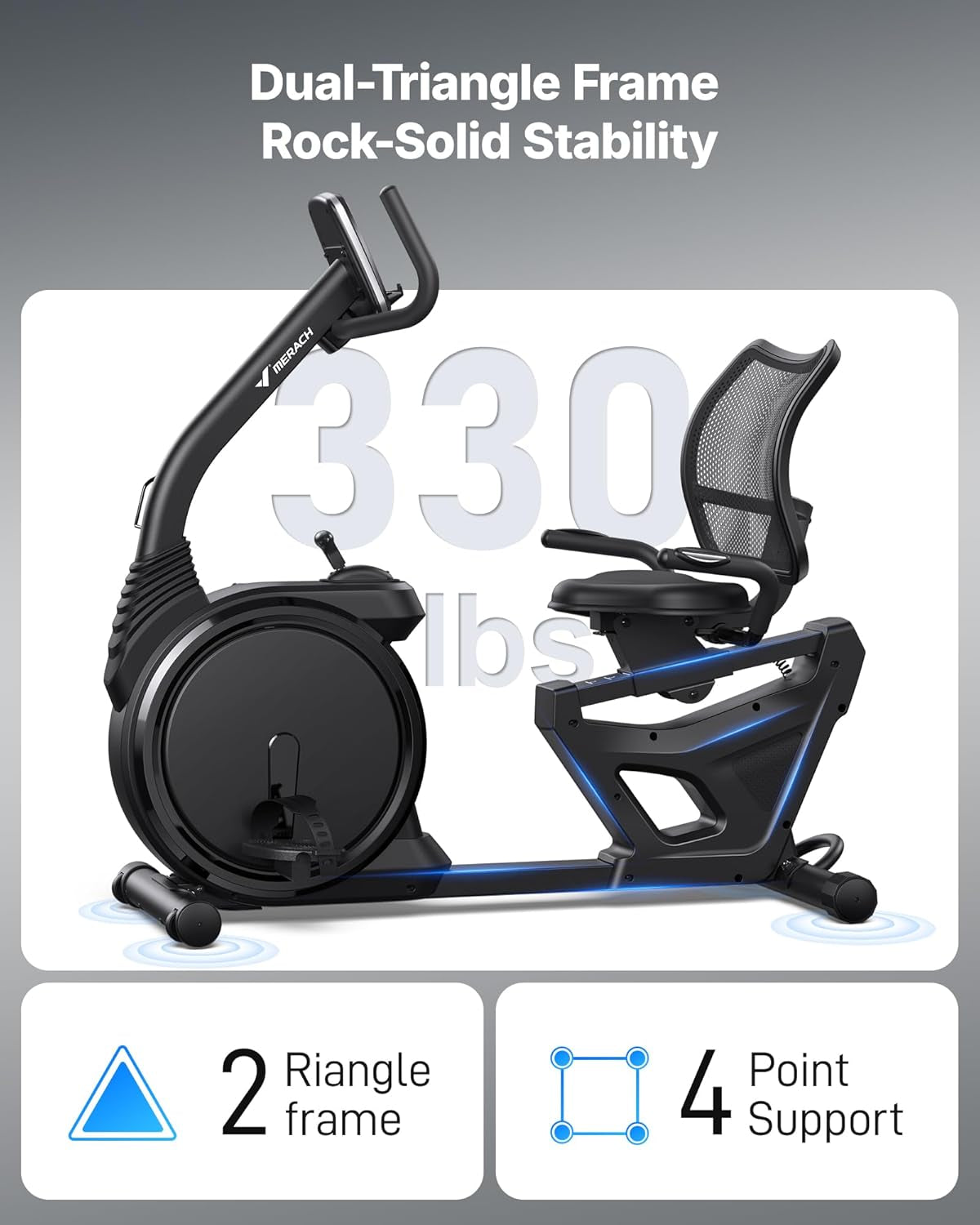 Recumbent Exercise Bike, Recumbent Bike for Home, Light Commercial Recumbent Bikes for Seniors Adults, Magnetic Recumbent Stationary Bike with Smart Bluetooth and Exclusive App, LCD