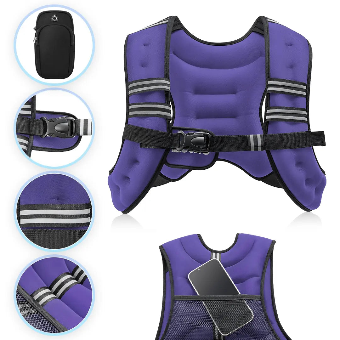 【Springstatements】Zelus Weighted Vests,6/8/12/16/20/25/30Lbs Weight Vest with Detachable Phone Pouch&Reflective Stripes&Adjustable Straps| Exercise Equipment & Workout Enhancer for Motivational Walking, Strength Training, Running, Rucking