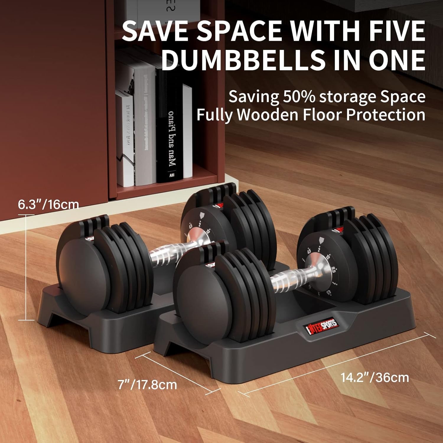 12Kg/18Kg/27Kg Adjustable Dumbbells,Dumbbell Set for Saving Place, Dumbbell Weights with Non-Slip Handle, Home Gym Strength Training Equipment for Full Bodybuilding