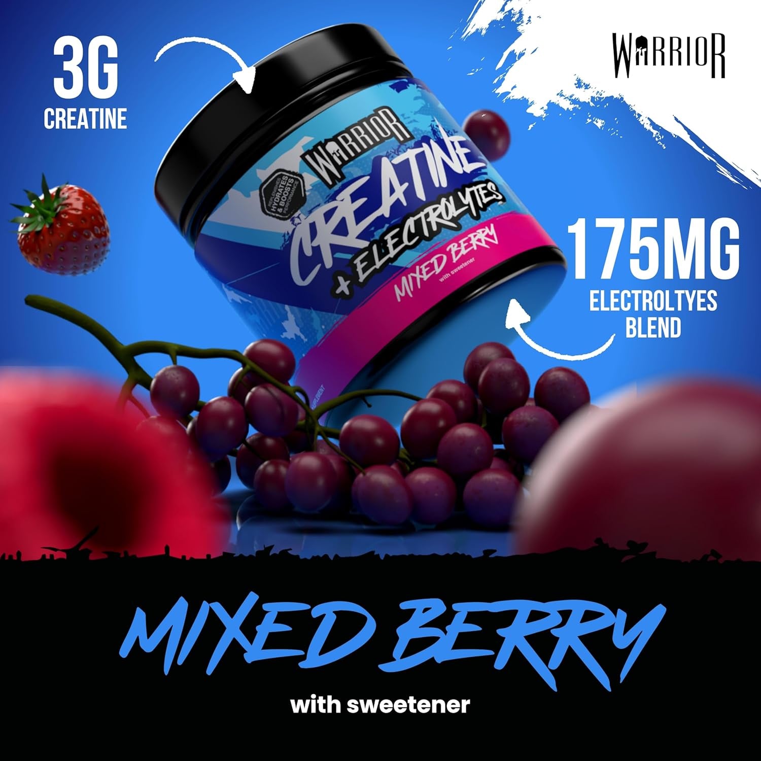 Creatine Monohydrate + Electrolytes 360G (112 Servings) – Creatine & Electrolyte Powder Drink – Micronised Creatine Powder for Strength, Performance & Hydration – Mixed Berry
