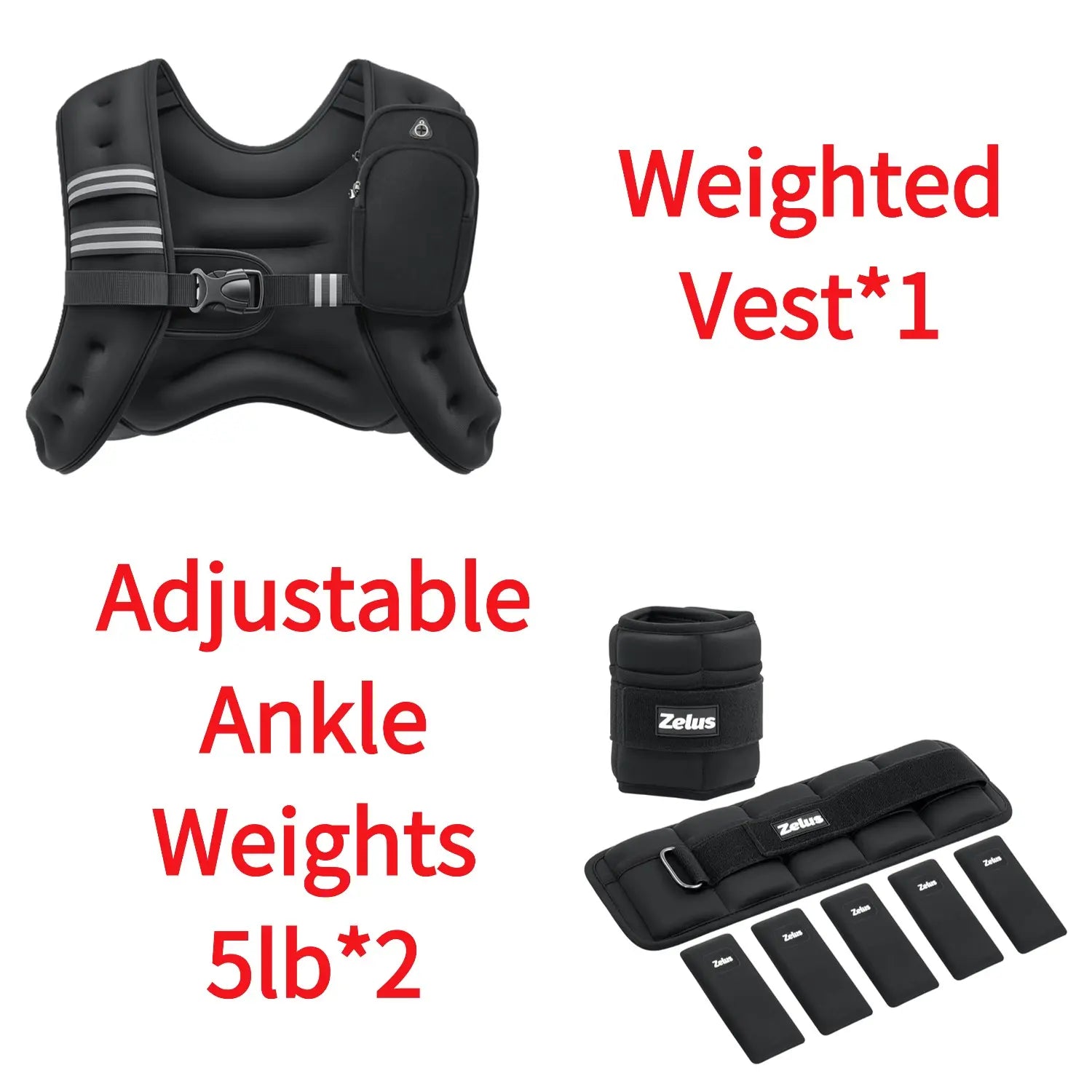 【Springstatements】Zelus Weighted Vests,6/8/12/16/20/25/30Lbs Weight Vest with Detachable Phone Pouch&Reflective Stripes&Adjustable Straps| Exercise Equipment & Workout Enhancer for Motivational Walking, Strength Training, Running, Rucking