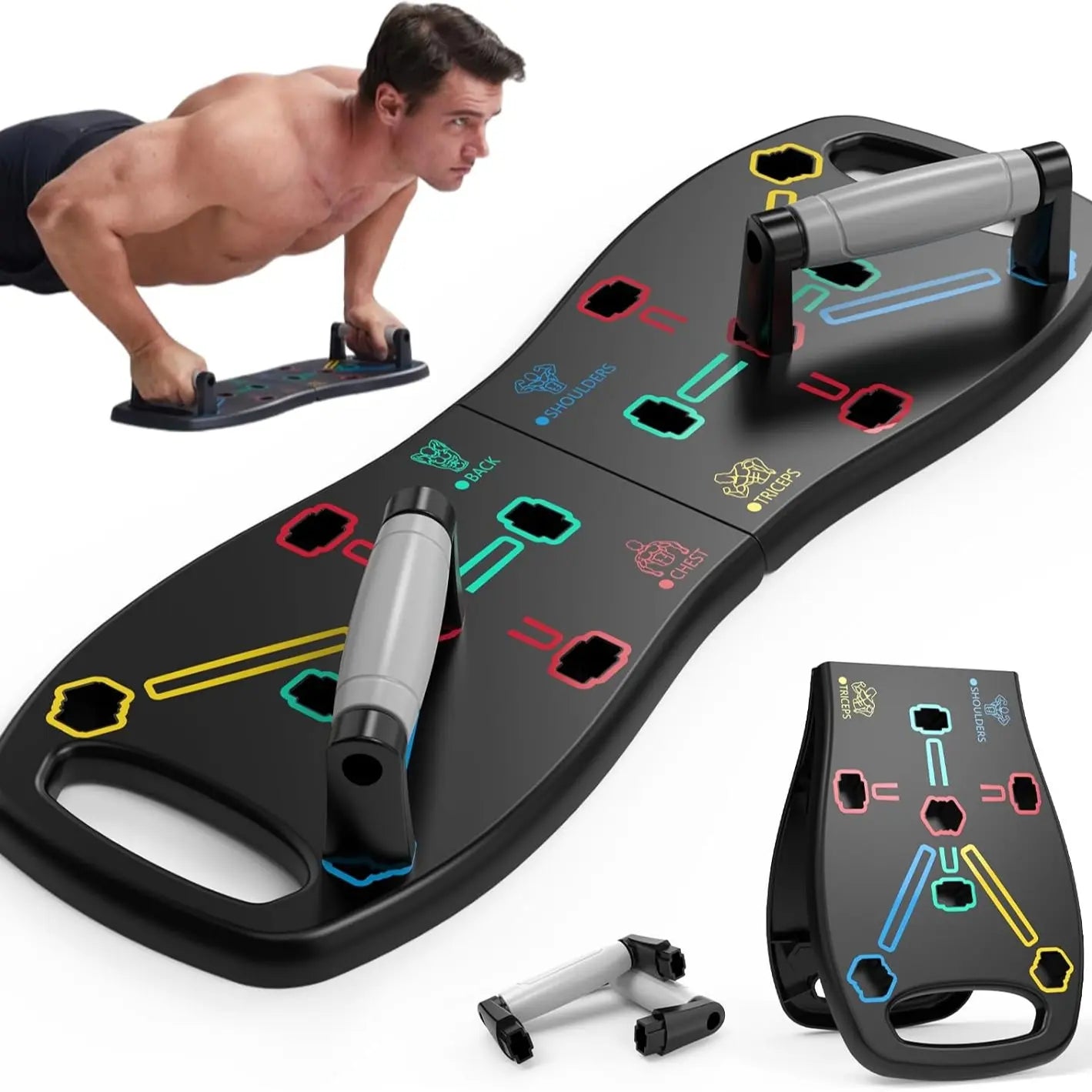 HOTWAVE Push up Board Fitness,Professional Strength Training Equipment for Chest, Shoulders, Back & Triceps, Portable Workout Station with Non-Slip Handles Home Exercise Machine Arm Exerciser