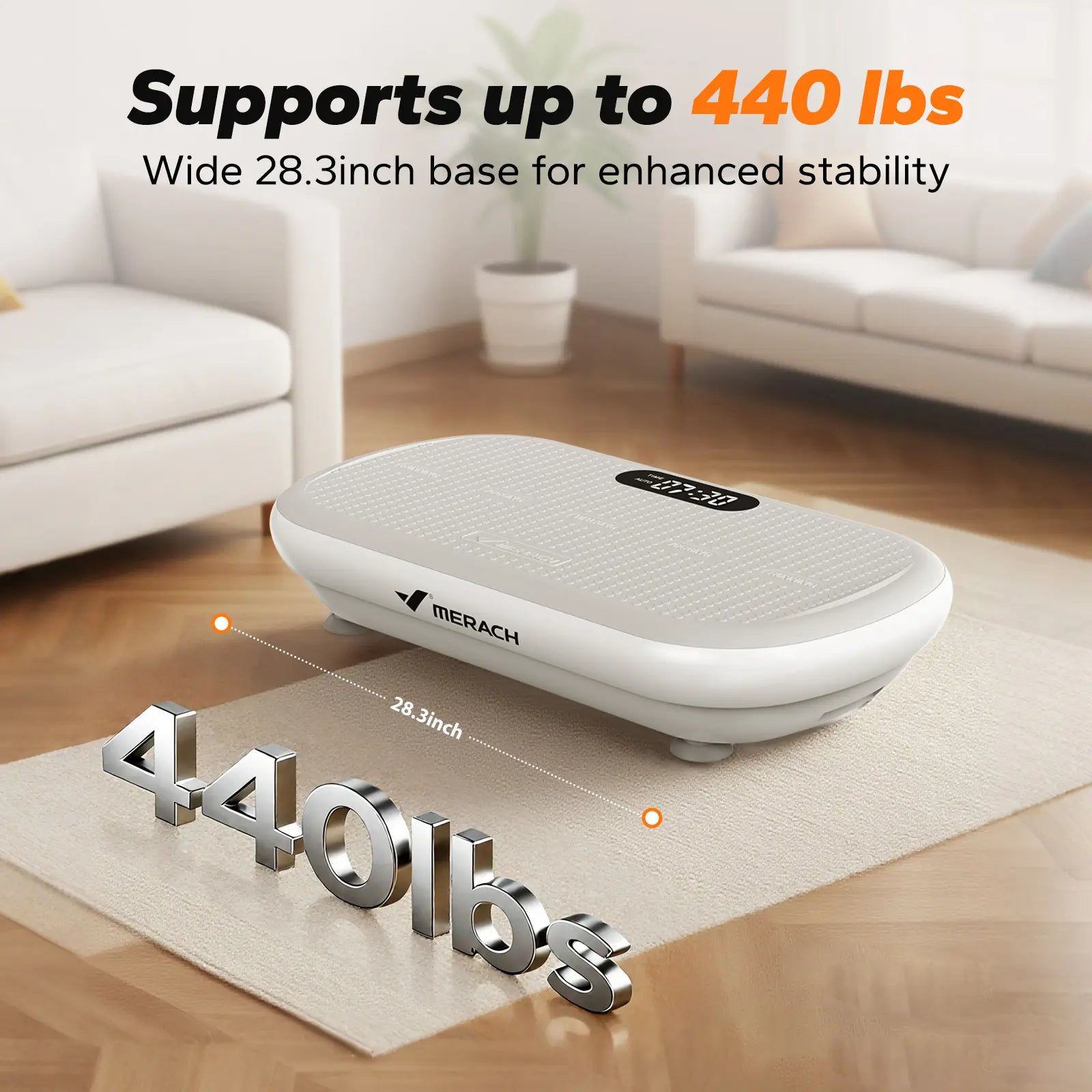 Merach High-Power Vibration Plate Exercise Machine,440Lbs Weight Capacity, Bluetooth Remote Control, 4 Workout Modes for Home Gym Fitness Equipment Summervibes