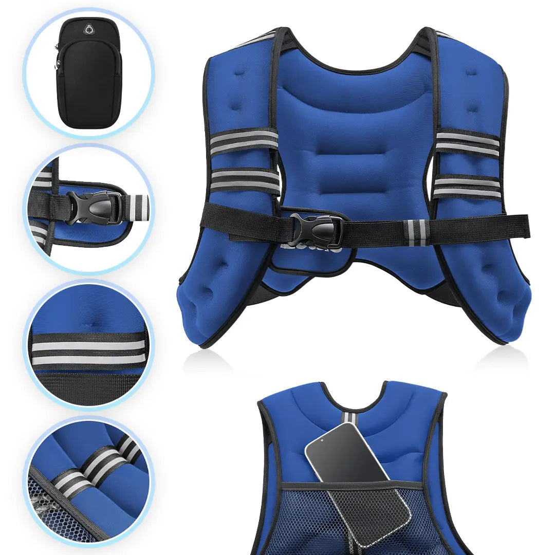 【Springstatements】Zelus Weighted Vests,6/8/12/16/20/25/30Lbs Weight Vest with Detachable Phone Pouch&Reflective Stripes&Adjustable Straps| Exercise Equipment & Workout Enhancer for Motivational Walking, Strength Training, Running, Rucking