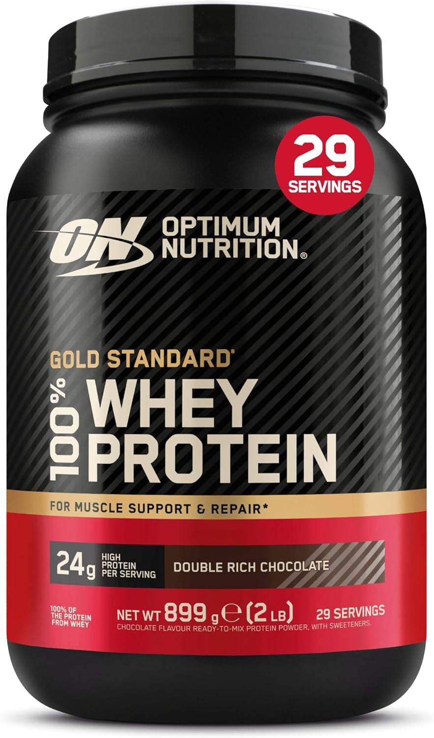Gold Standard Whey Protein, Muscle Building Powder with Naturally Occurring Glutamine and Amino Acids, Double Rich Chocolate, 29 Servings, 899 G, Packaging May Vary